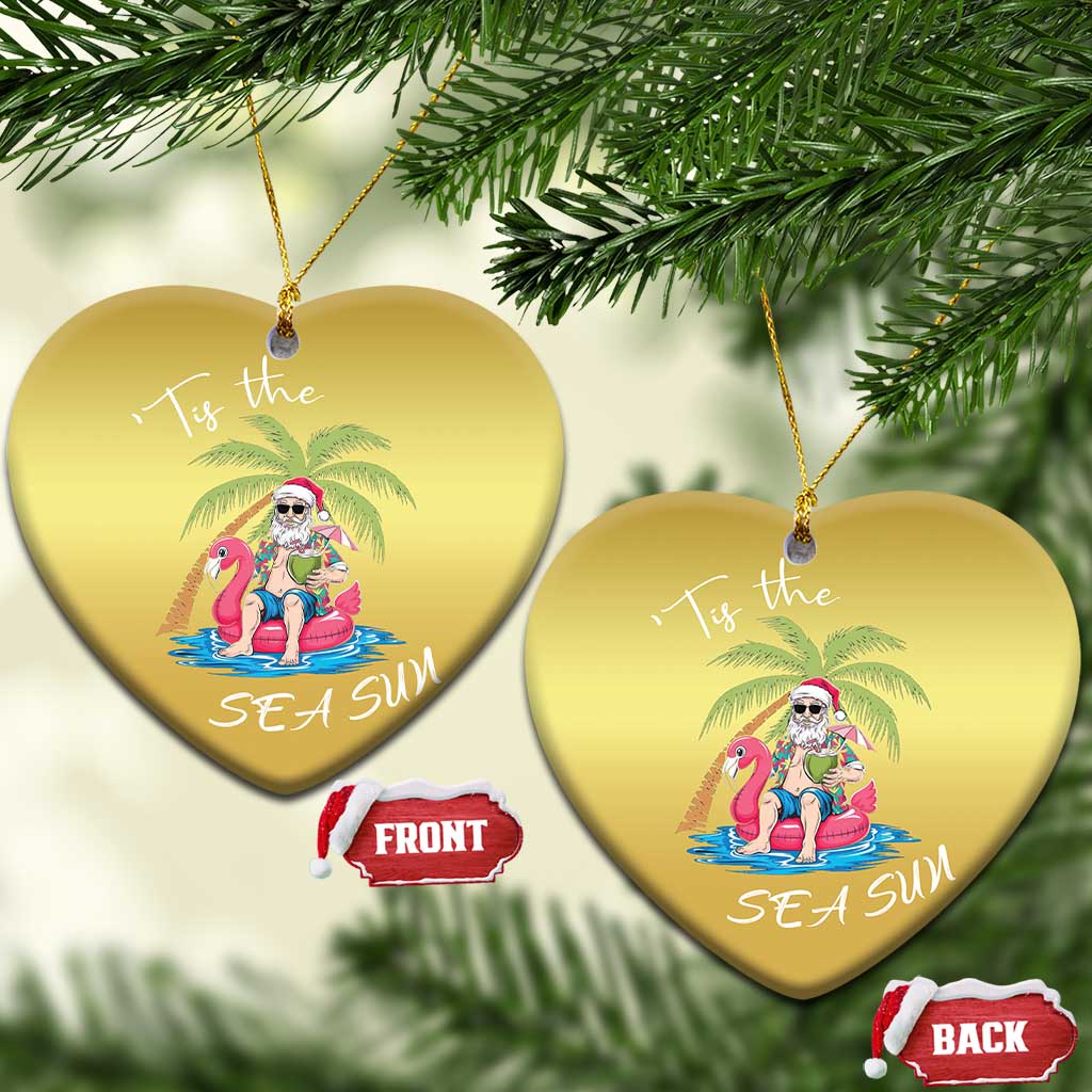 Hawaiian Christmas Ornament Santa Tis The Sea Sun Beach Hawaii Xmas In July Tropical Xmas Gift Family Holiday TS10