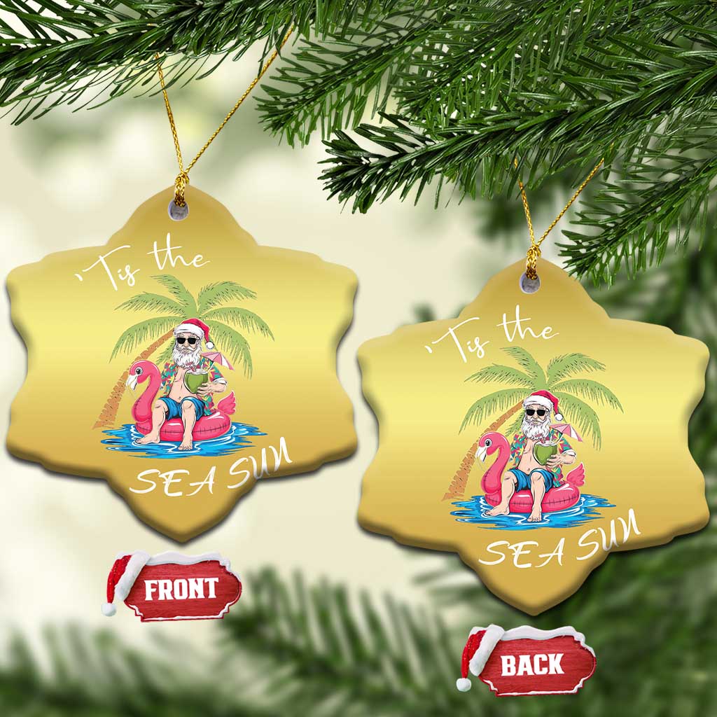 Hawaiian Christmas Ornament Santa Tis The Sea Sun Beach Hawaii Xmas In July Tropical Xmas Gift Family Holiday TS10