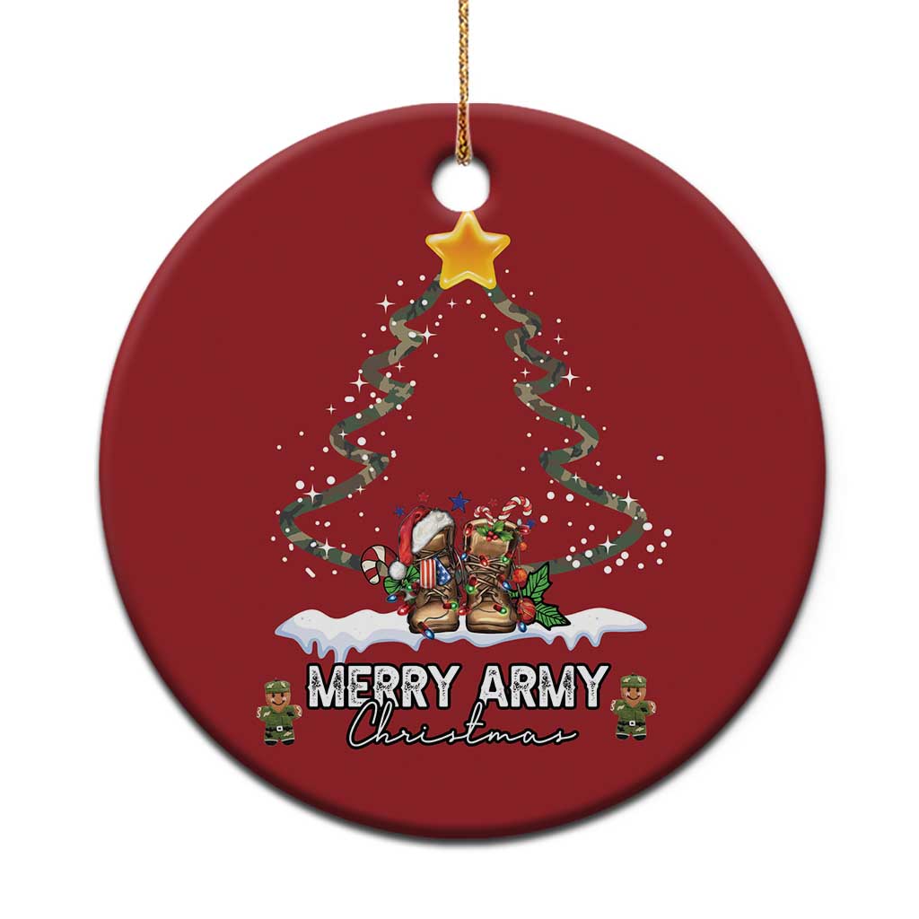 Merry Army Xmas Christmas Ornament Military Family Veteran Gift Camo Boots TS10
