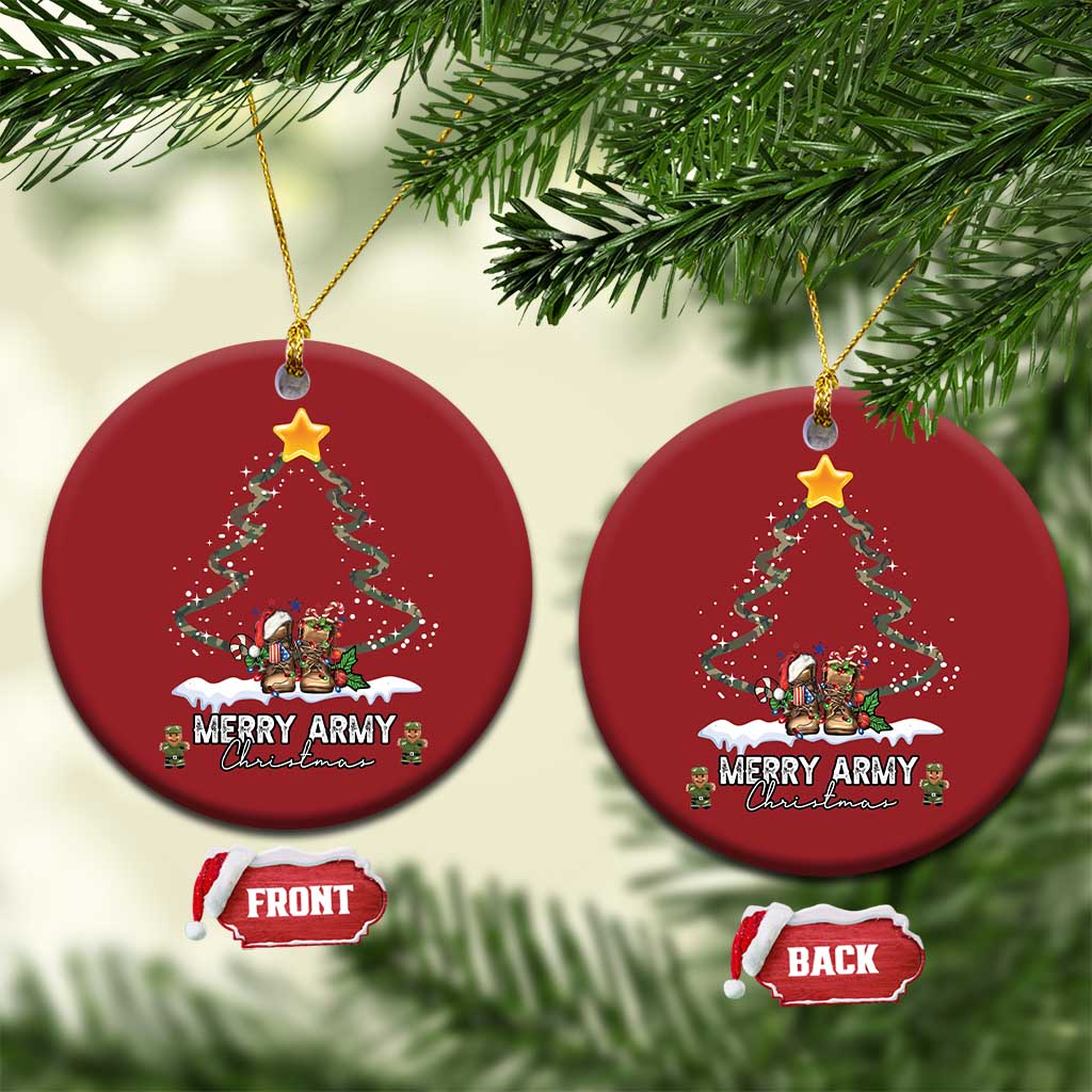 Merry Army Xmas Christmas Ornament Military Family Veteran Gift Camo Boots TS10