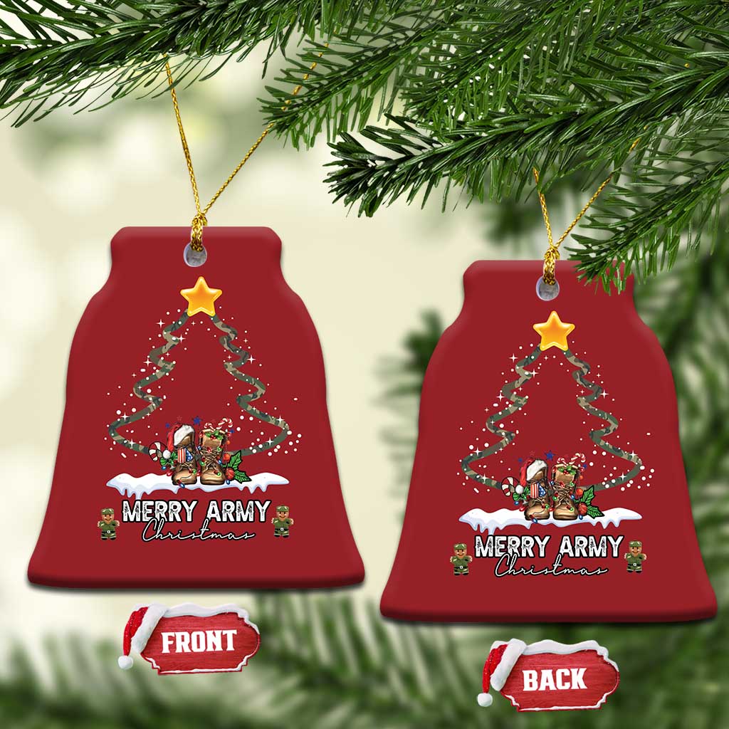 Merry Army Xmas Christmas Ornament Military Family Veteran Gift Camo Boots TS10