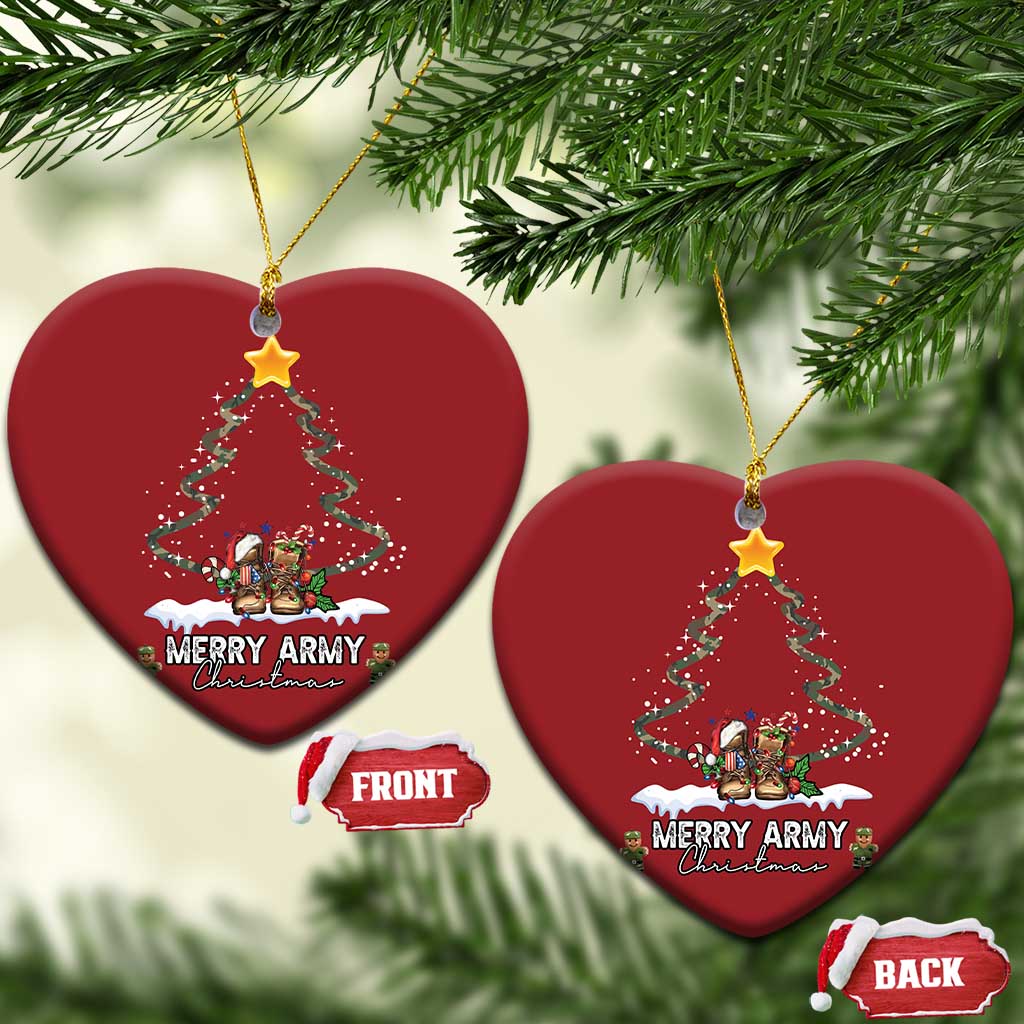 Merry Army Xmas Christmas Ornament Military Family Veteran Gift Camo Boots TS10