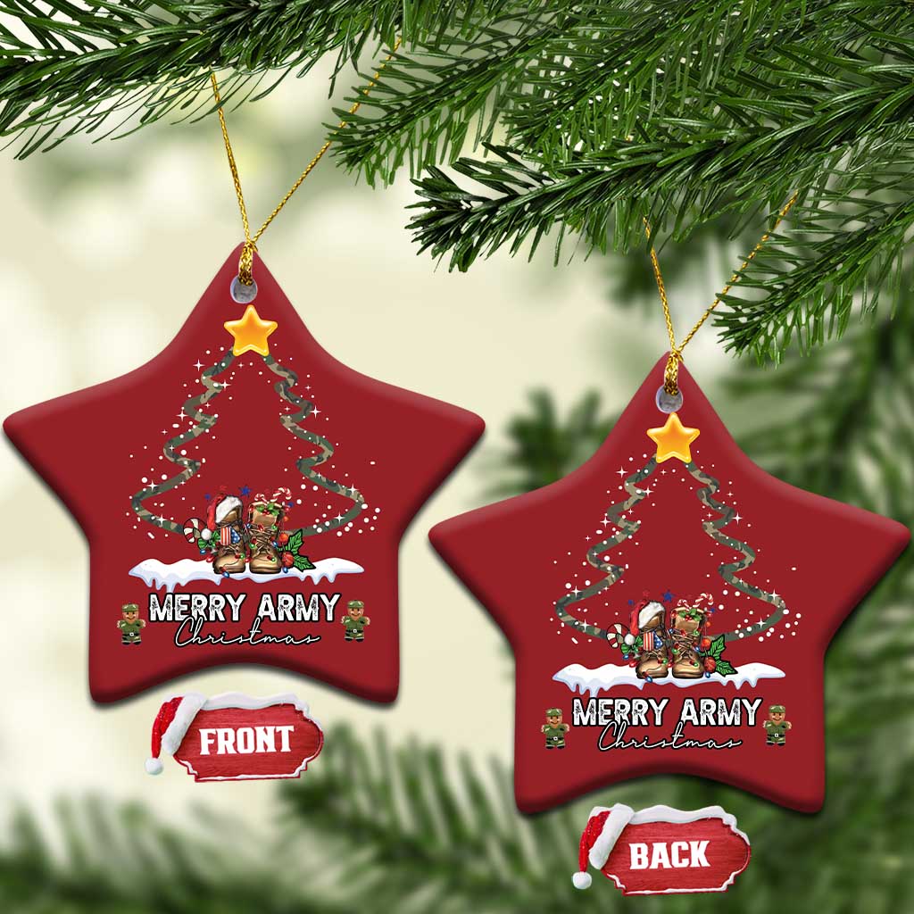Merry Army Xmas Christmas Ornament Military Family Veteran Gift Camo Boots TS10