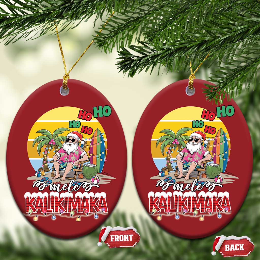Mele Kalikimaka Hawaiian Christmas Ornament Hawaii Santa Xmas Family Beach Vacation TS10