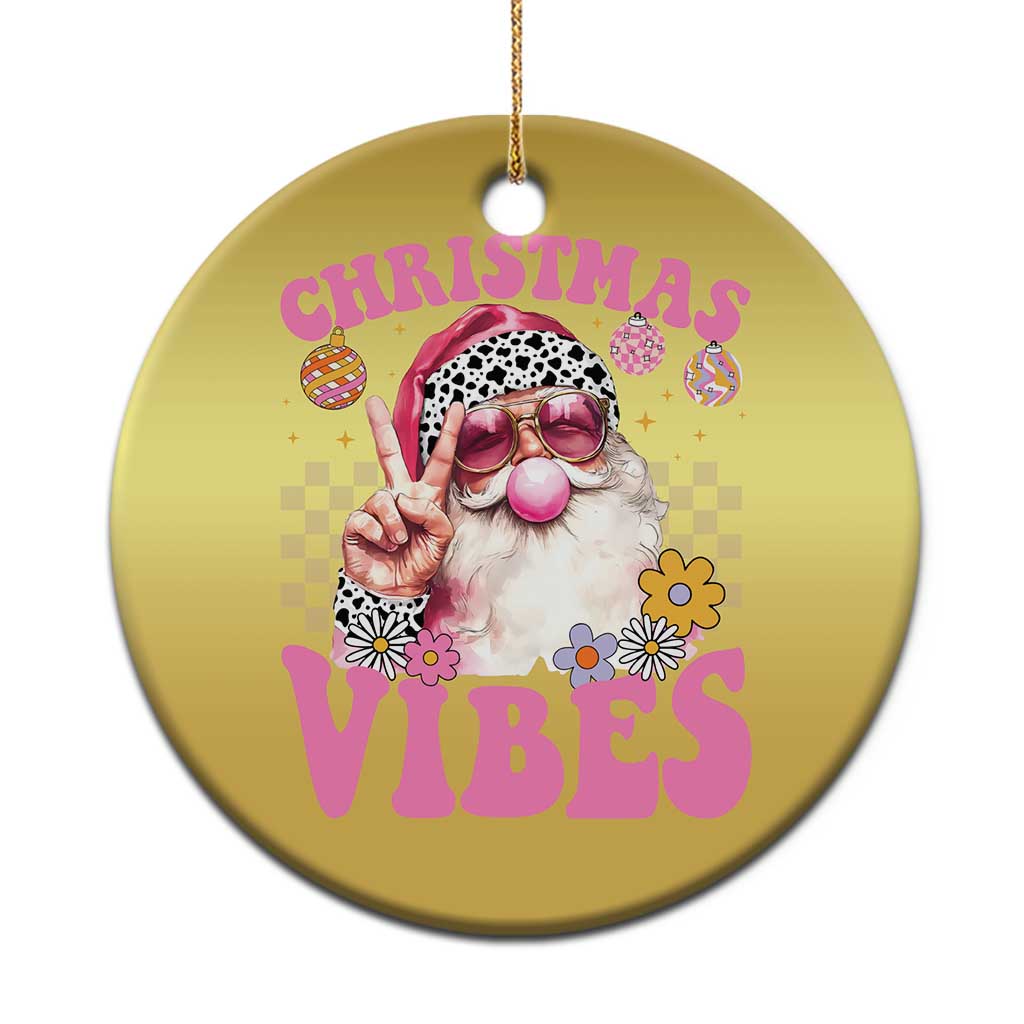 Retro Santa Christmas Ornament Pink Xmas Vibes Groovy Santa Claus Womens Kids Girls Gifts TS10