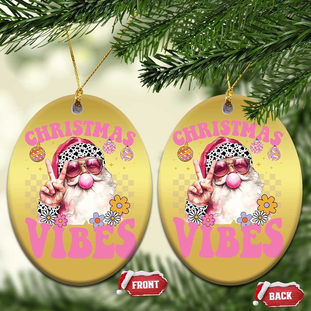Retro Santa Christmas Ornament Pink Xmas Vibes Groovy Santa Claus Womens Kids Girls Gifts TS10