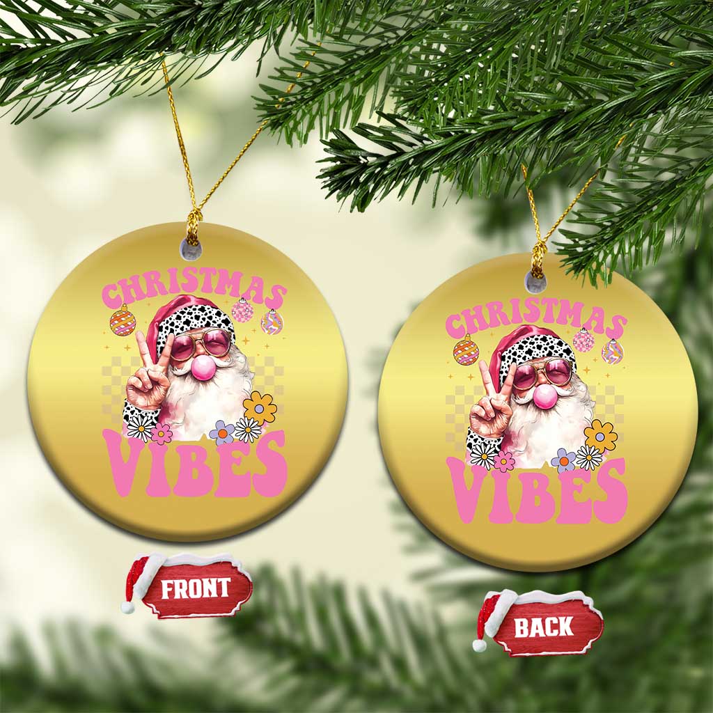 Retro Santa Christmas Ornament Pink Xmas Vibes Groovy Santa Claus Womens Kids Girls Gifts TS10