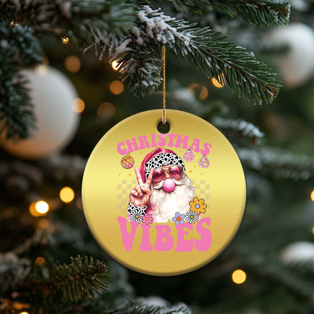 Retro Santa Christmas Ornament Pink Xmas Vibes Groovy Santa Claus Womens Kids Girls Gifts TS10