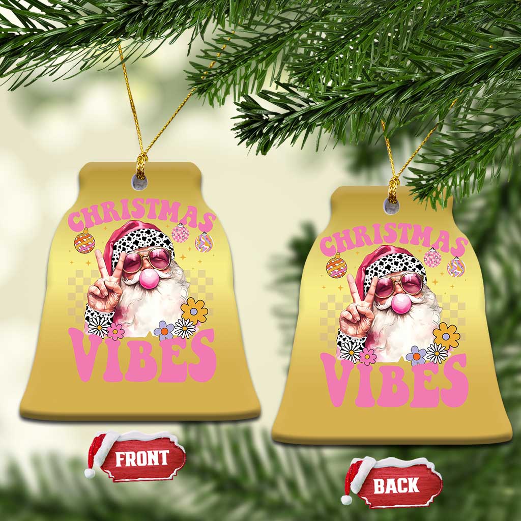 Retro Santa Christmas Ornament Pink Xmas Vibes Groovy Santa Claus Womens Kids Girls Gifts TS10