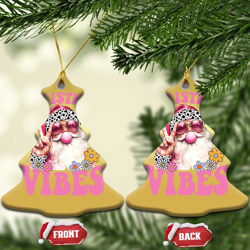 Retro Santa Christmas Ornament Pink Xmas Vibes Groovy Santa Claus Womens Kids Girls Gifts TS10