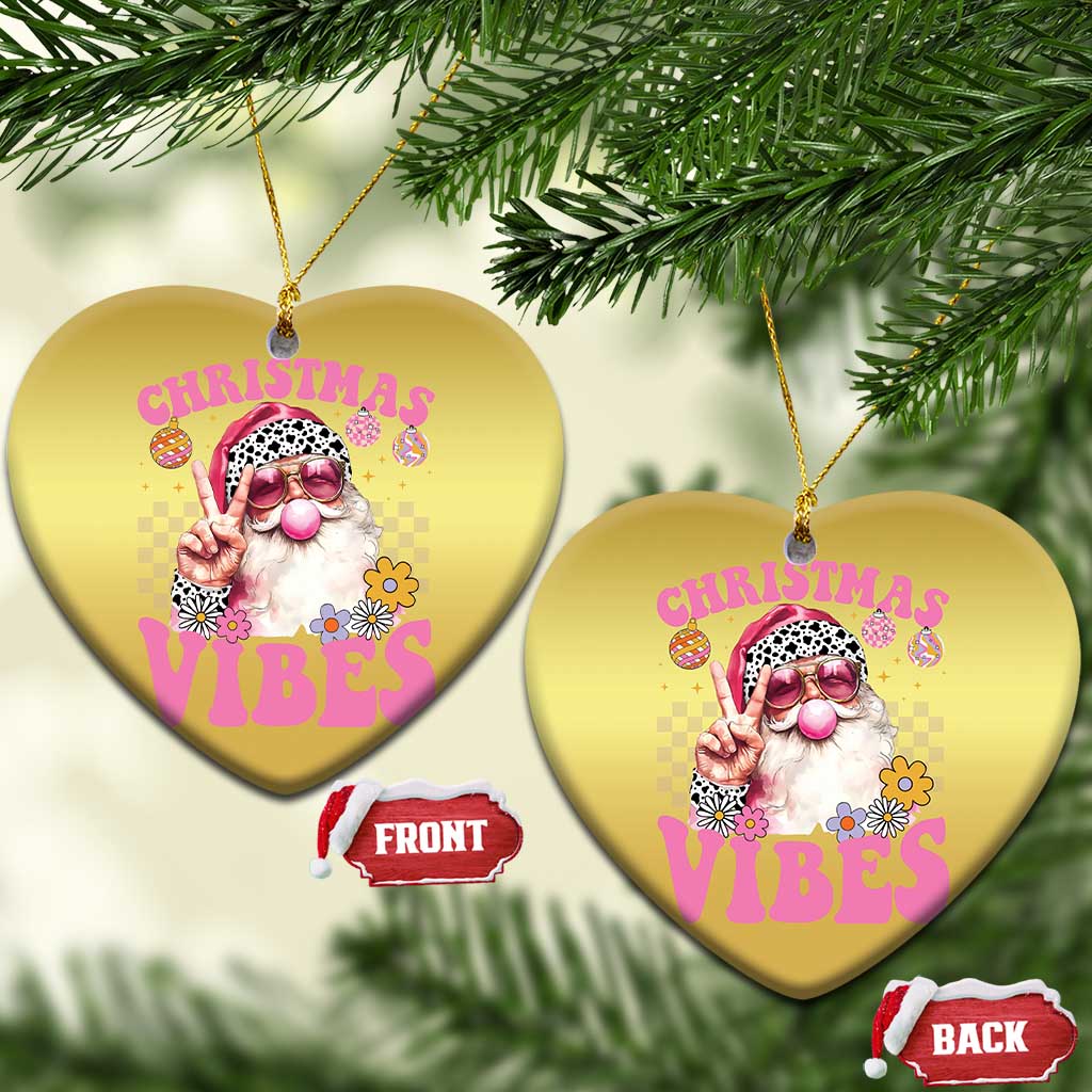 Retro Santa Christmas Ornament Pink Xmas Vibes Groovy Santa Claus Womens Kids Girls Gifts TS10