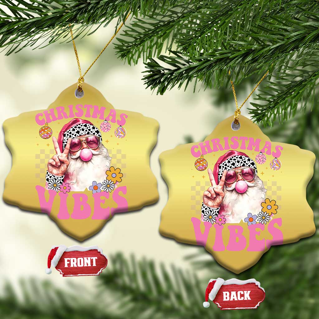 Retro Santa Christmas Ornament Pink Xmas Vibes Groovy Santa Claus Womens Kids Girls Gifts TS10