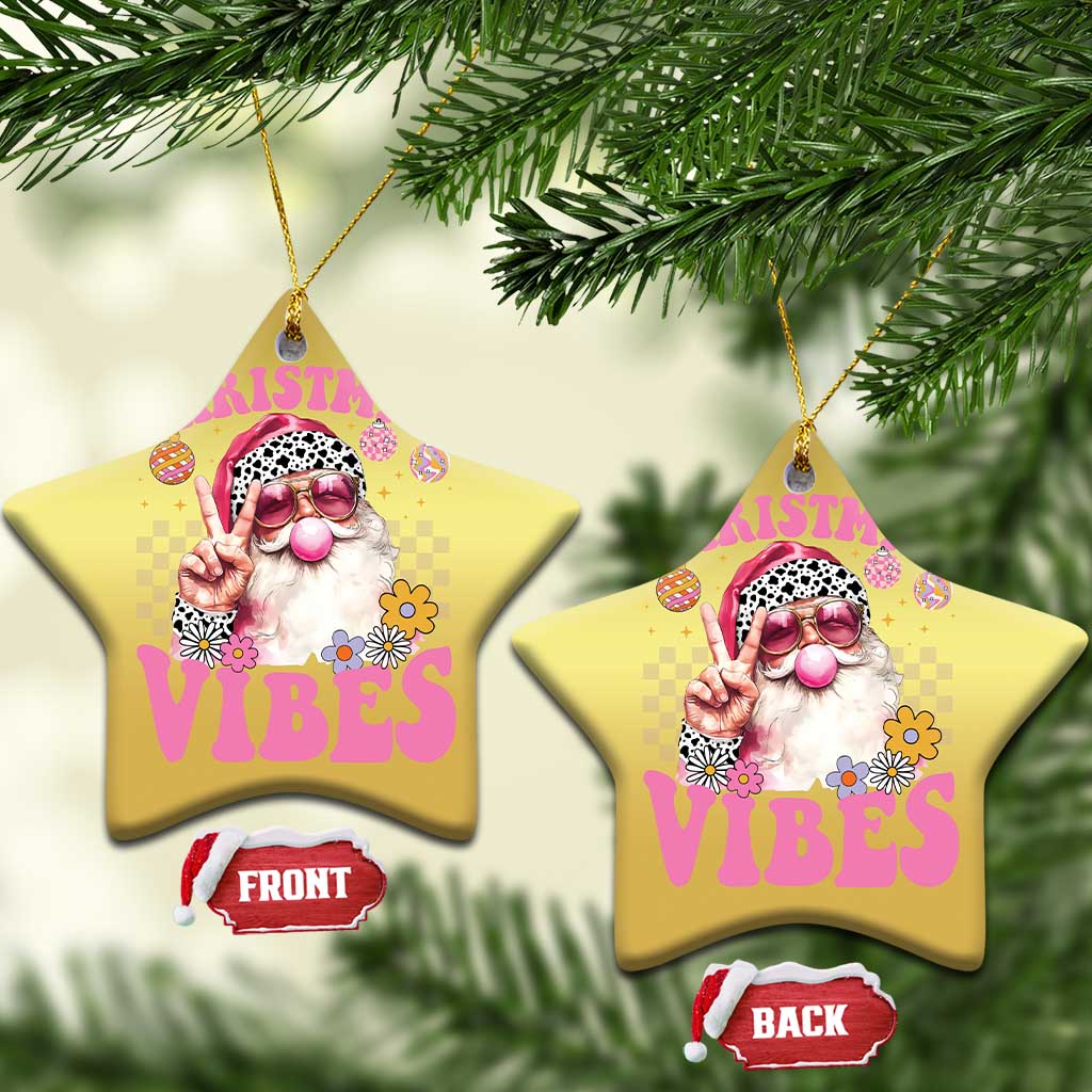 Retro Santa Christmas Ornament Pink Xmas Vibes Groovy Santa Claus Womens Kids Girls Gifts TS10