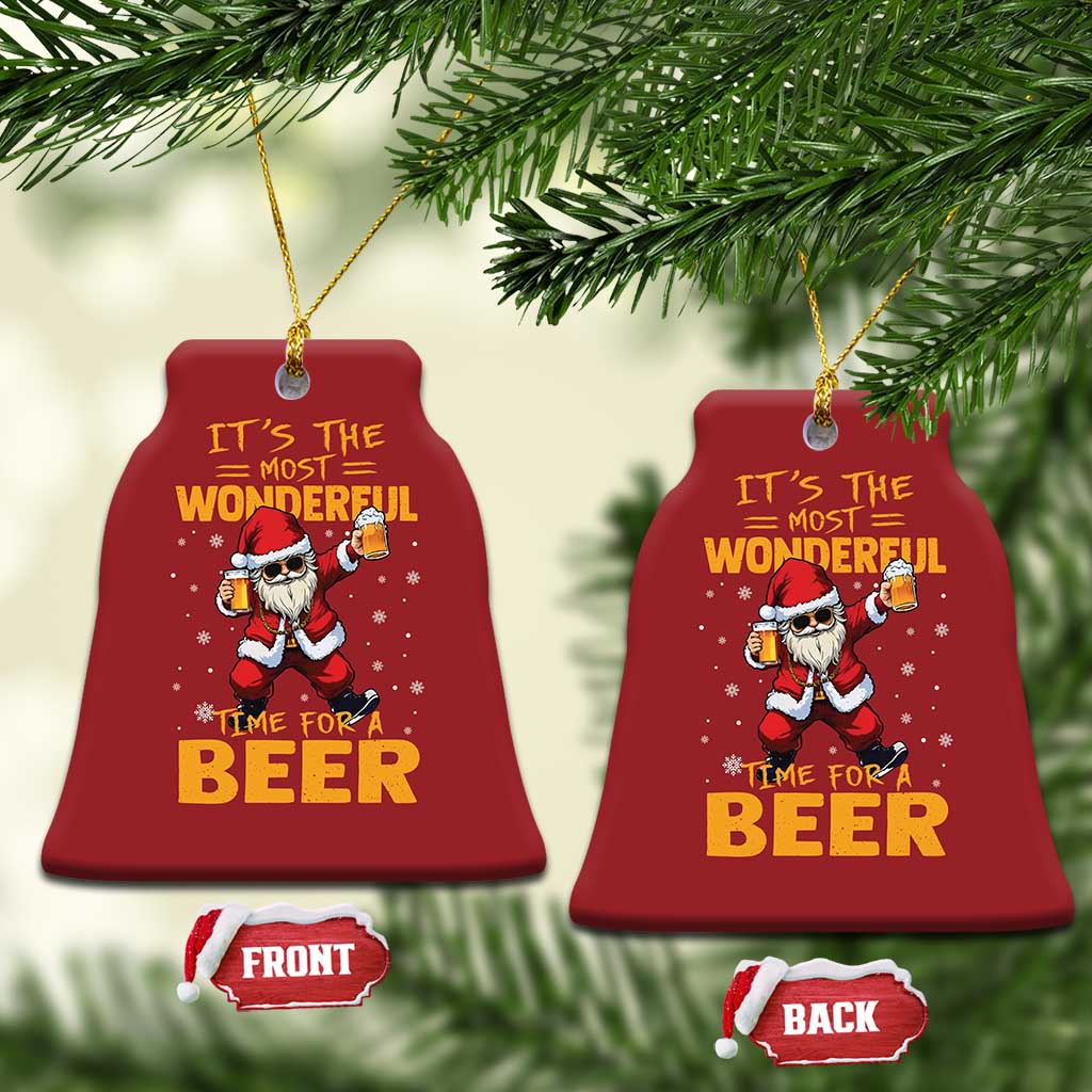 Funny Christmas Santa Claus Drinking Beer Wonderful Time Christmas Ornament TS10