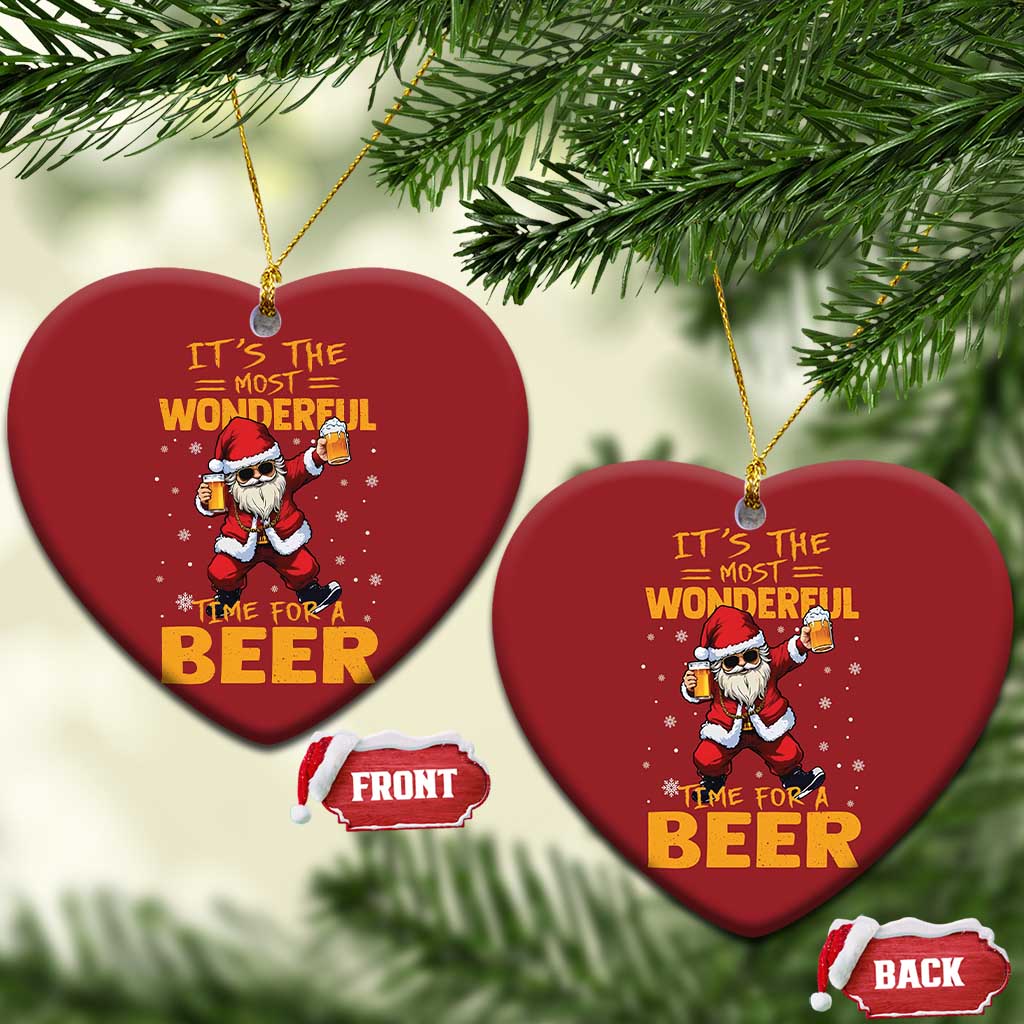 Funny Christmas Santa Claus Drinking Beer Wonderful Time Christmas Ornament TS10