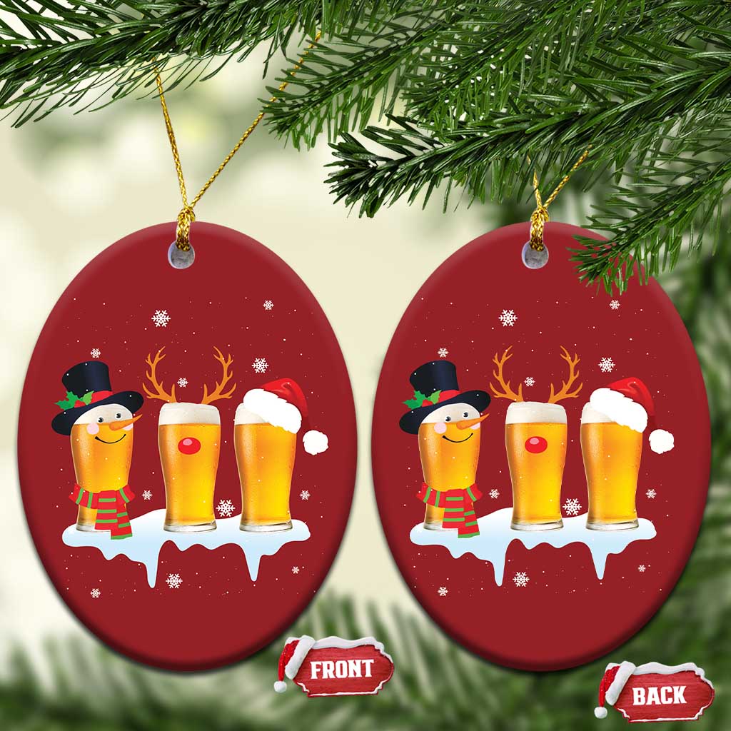 Funny Beer Christmas Ornament Reindeer Santa Drinking Lovers TS10