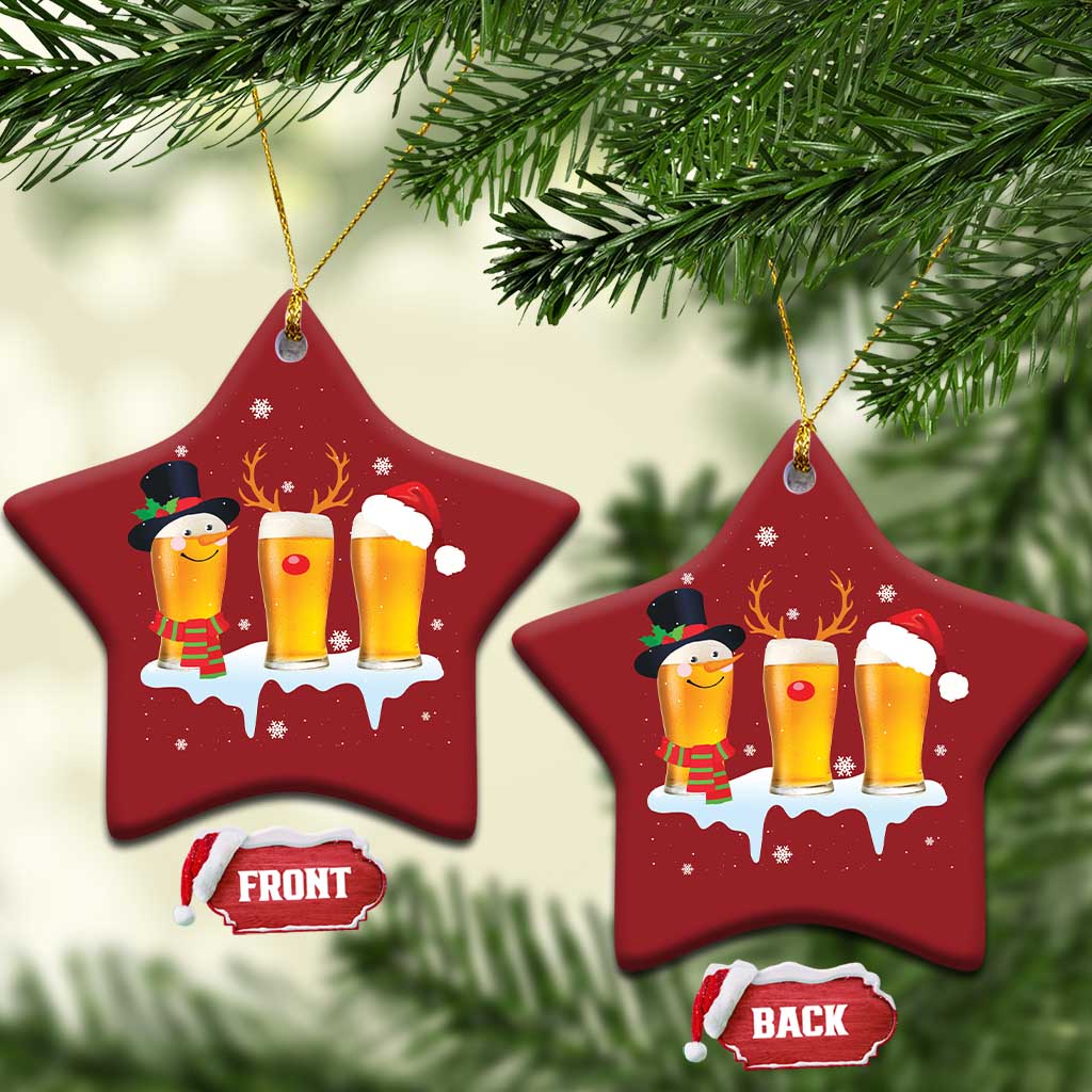 Funny Beer Christmas Ornament Reindeer Santa Drinking Lovers TS10