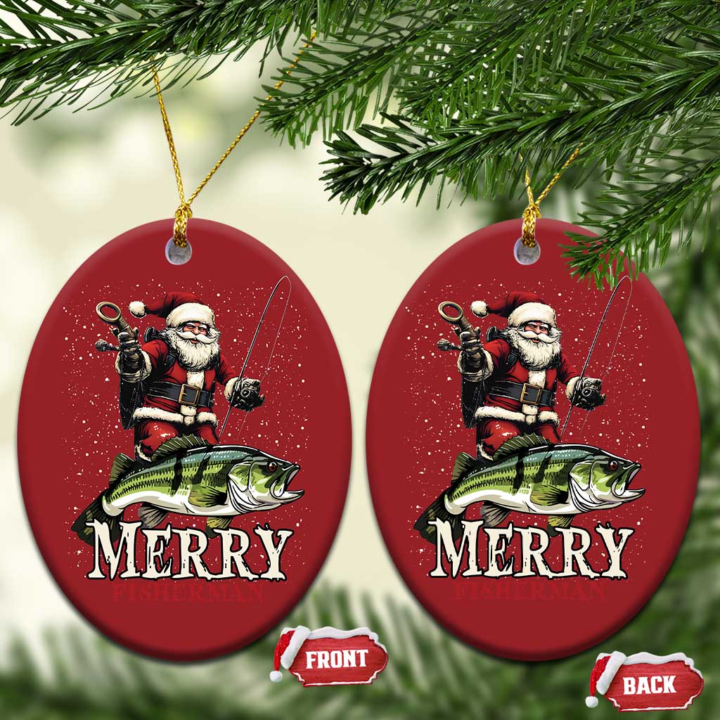 Fishing Gifts Christmas Ornament Merry Fisherman Santa Claus Fish Fishing Rod TS10