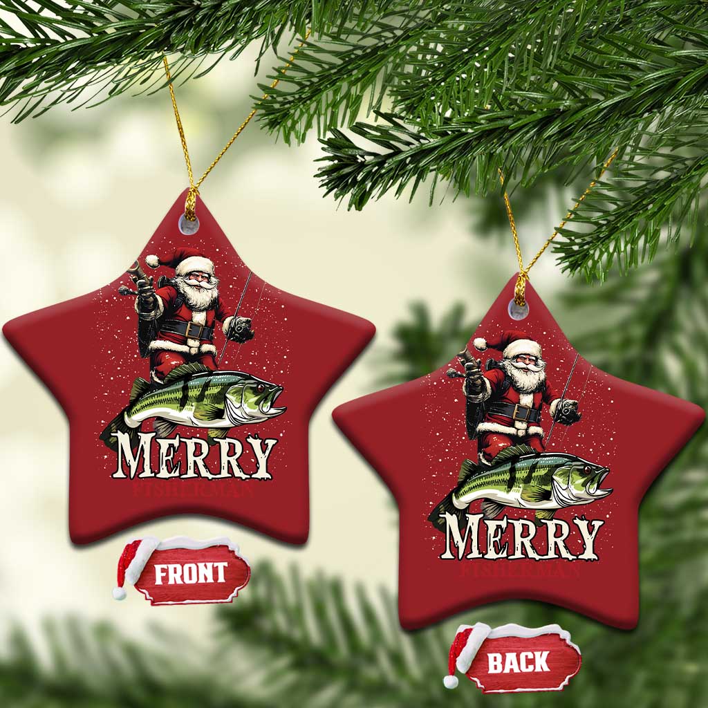 Fishing Gifts Christmas Ornament Merry Fisherman Santa Claus Fish Fishing Rod TS10