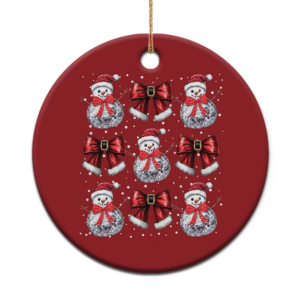 Xmas Coquette Christmas Ornament Girly Xmas Disco Snowman Bow TS10