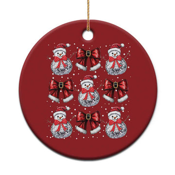 Xmas Coquette Christmas Ornament Girly Xmas Disco Snowman Bow TS10