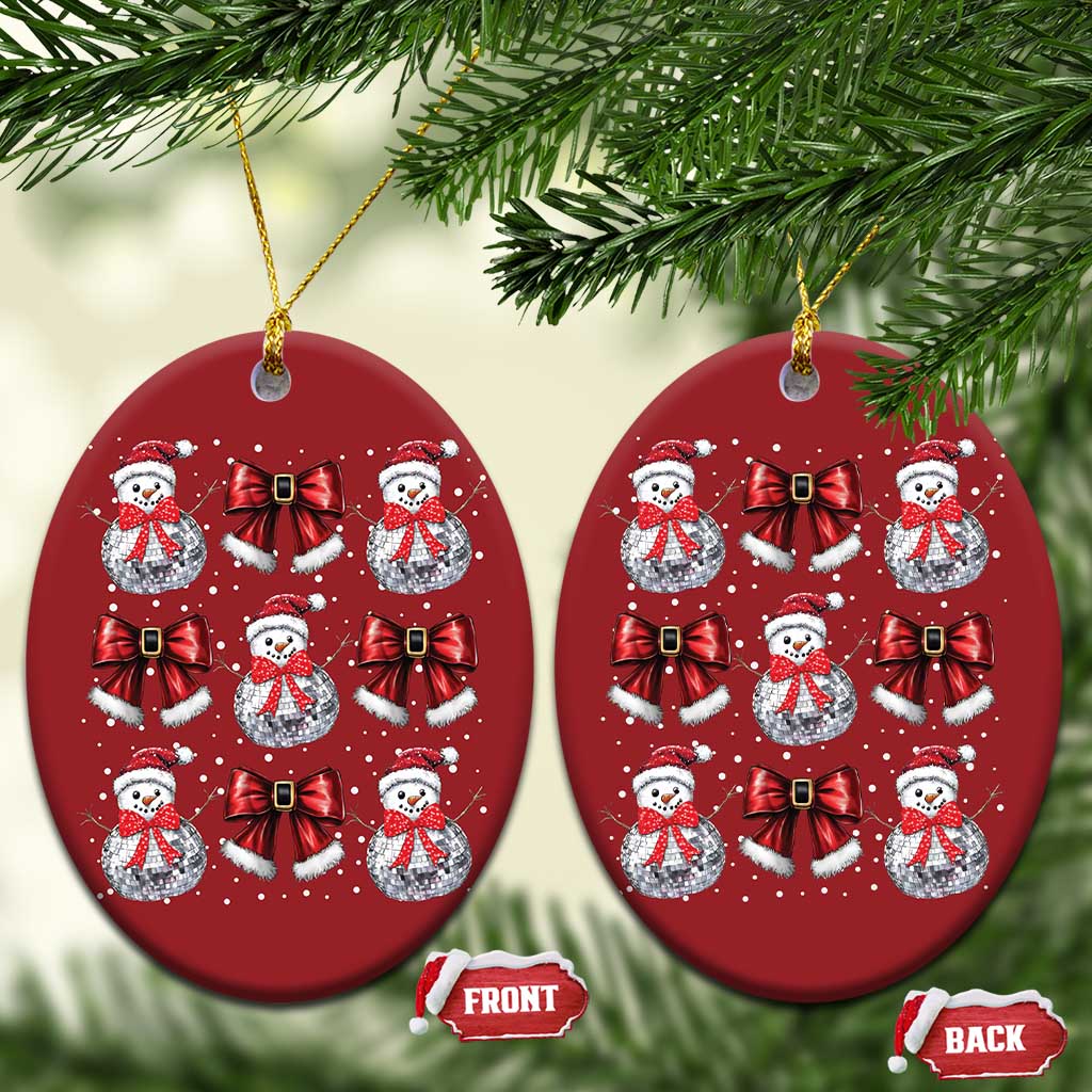 Xmas Coquette Christmas Ornament Girly Xmas Disco Snowman Bow TS10