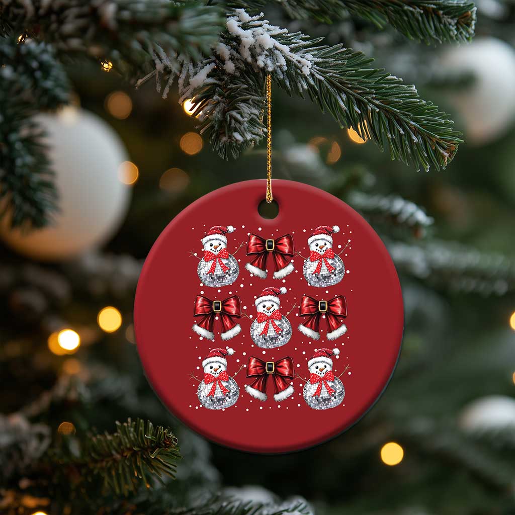 Xmas Coquette Christmas Ornament Girly Xmas Disco Snowman Bow TS10