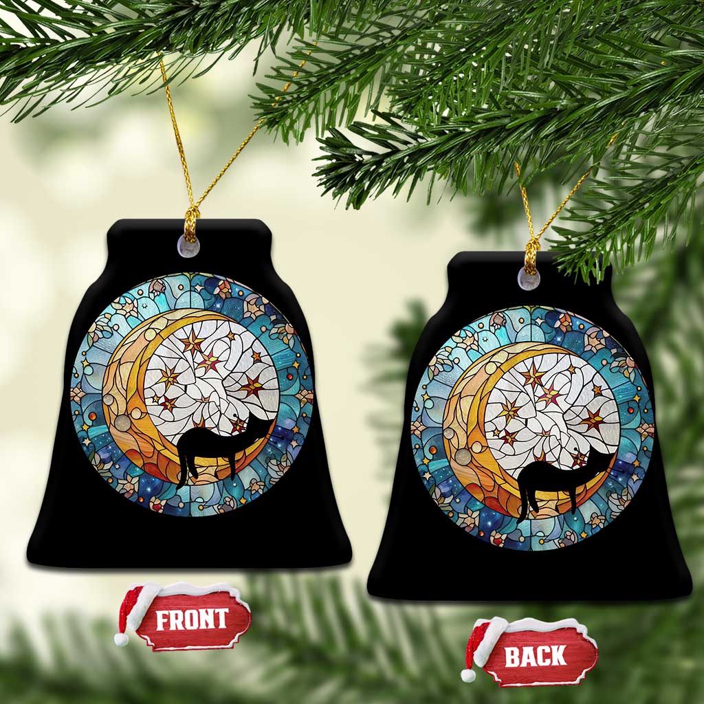Cat Memorial Christmas Ornament Sleeping Black Cat on Moon Pet Sympathy Gift Stained Glass TS10
