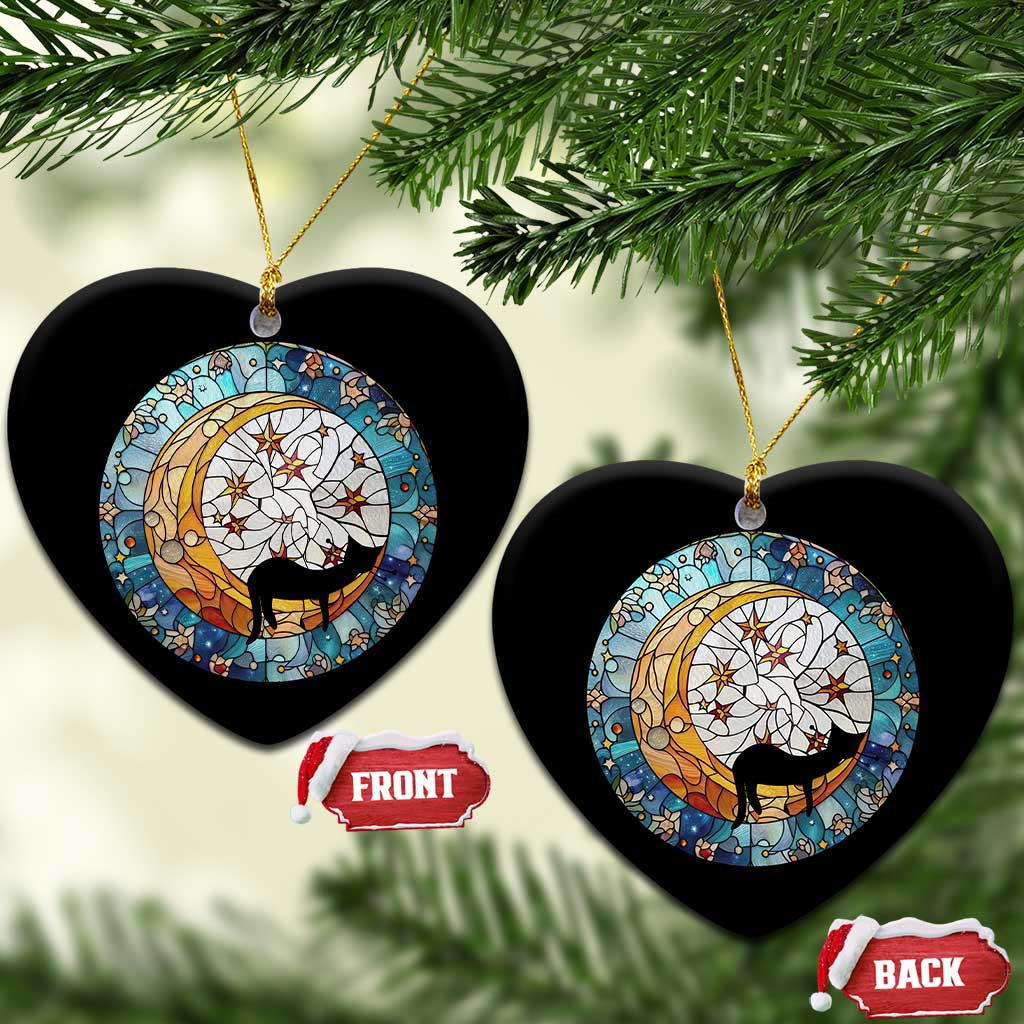 Cat Memorial Christmas Ornament Sleeping Black Cat on Moon Pet Sympathy Gift Stained Glass TS10