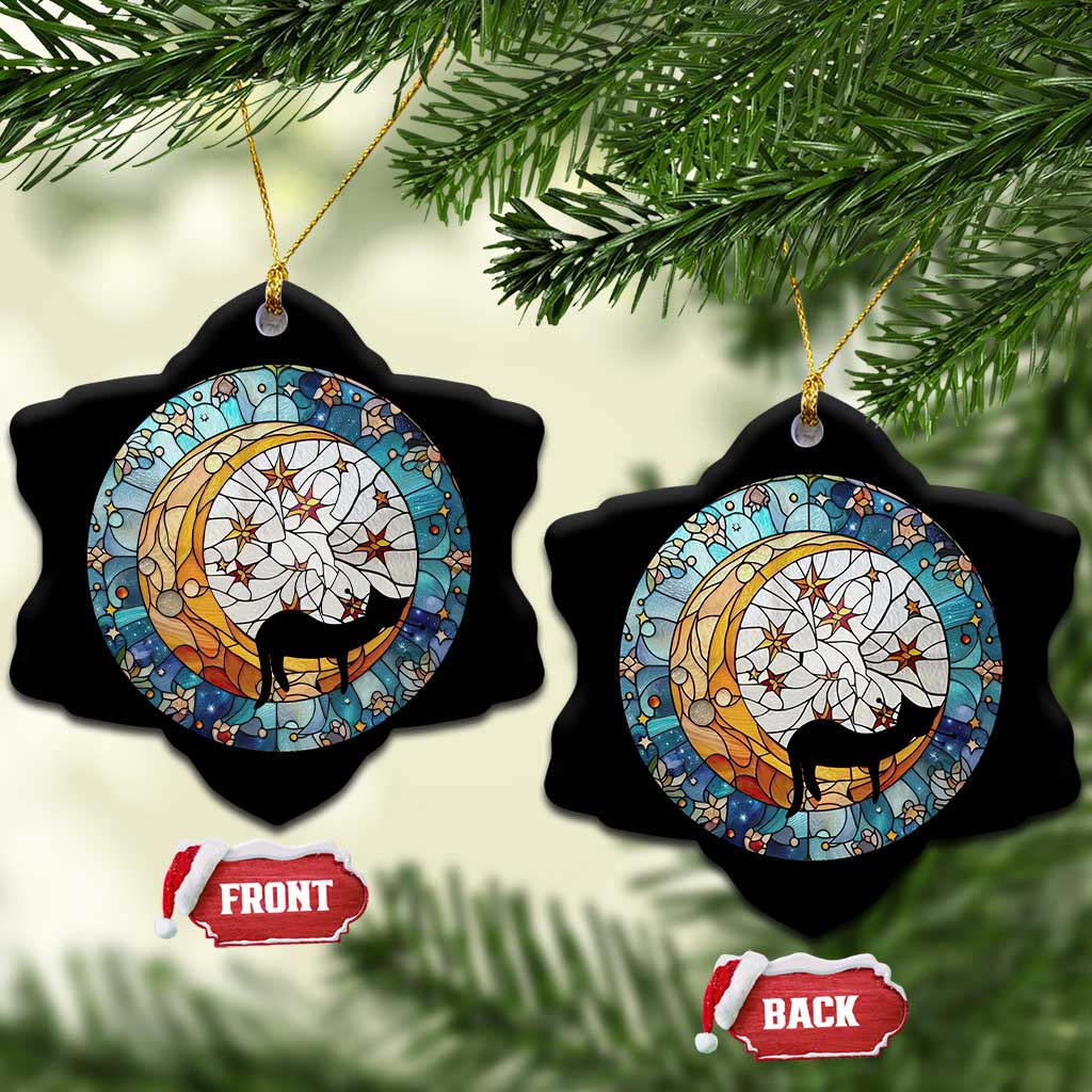 Cat Memorial Christmas Ornament Sleeping Black Cat on Moon Pet Sympathy Gift Stained Glass TS10