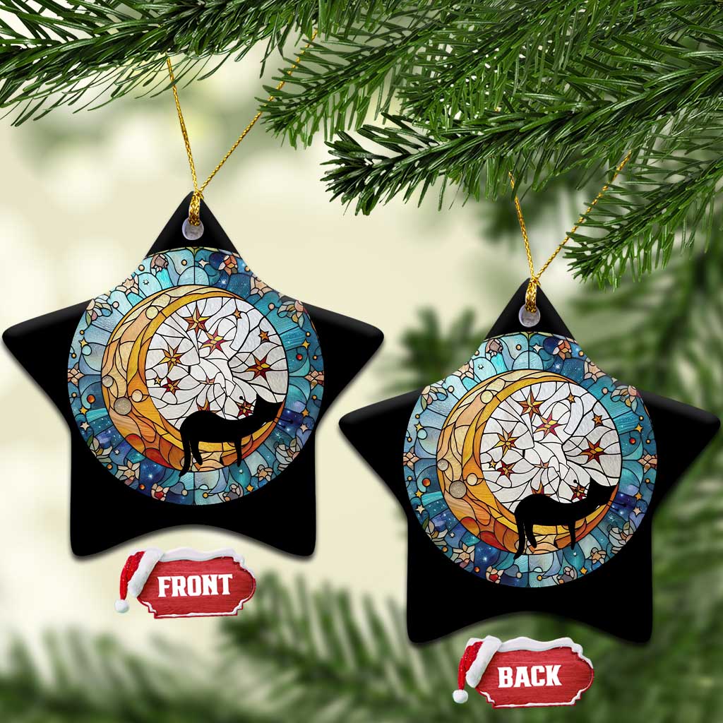 Cat Memorial Christmas Ornament Sleeping Black Cat on Moon Pet Sympathy Gift Stained Glass TS10