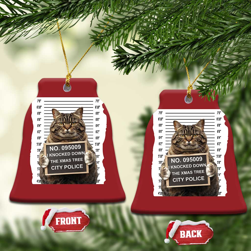 Funny Cat Xmas Christmas Ornament Mugshot I Knocked Down The Xmas Tree TS10