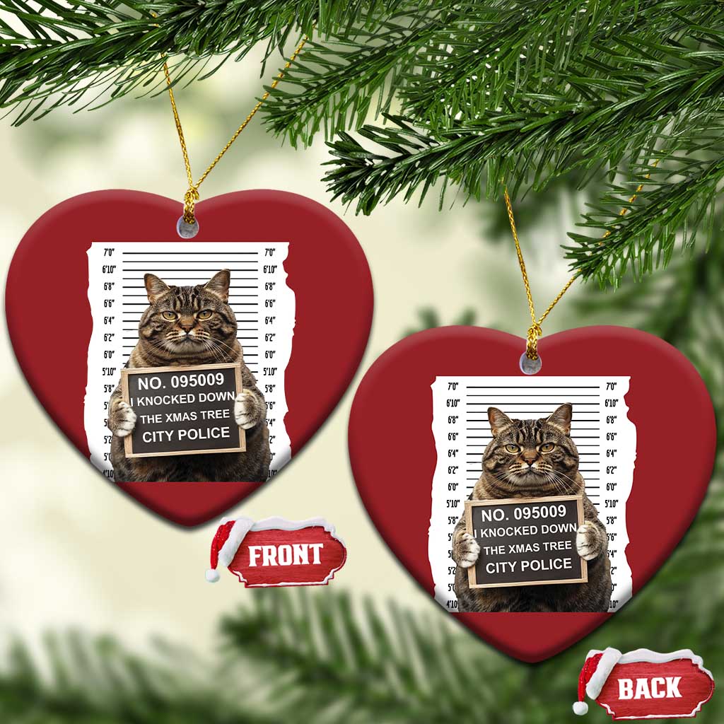 Funny Cat Xmas Christmas Ornament Mugshot I Knocked Down The Xmas Tree TS10