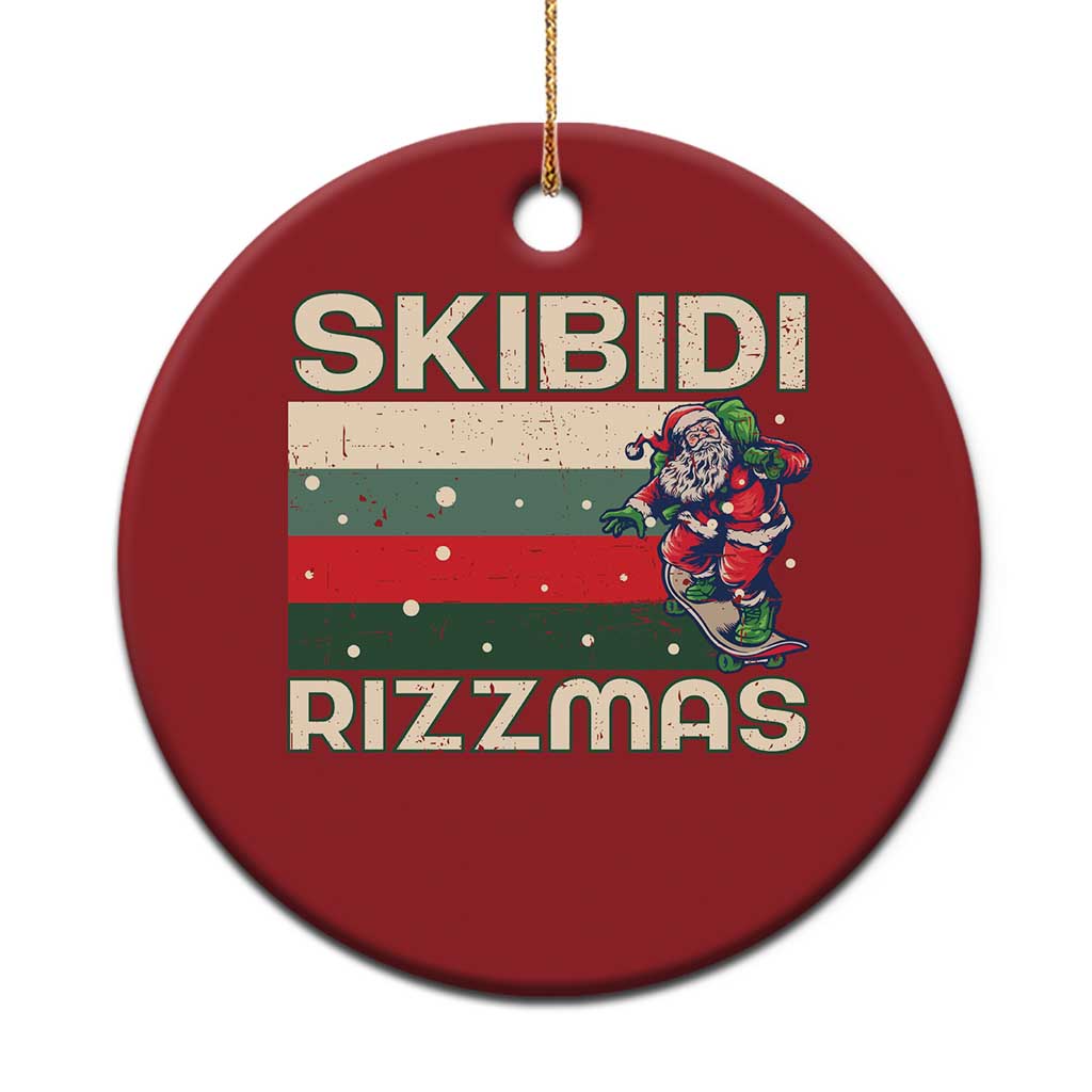 Funny Christmas Ornament Skibidi Rizzmas Rizz Santa Clause Skating Board Xmas Retro Stripe TS10