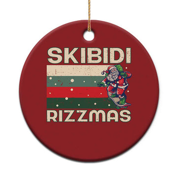 Funny Christmas Ornament Skibidi Rizzmas Rizz Santa Clause Skating Board Xmas Retro Stripe TS10
