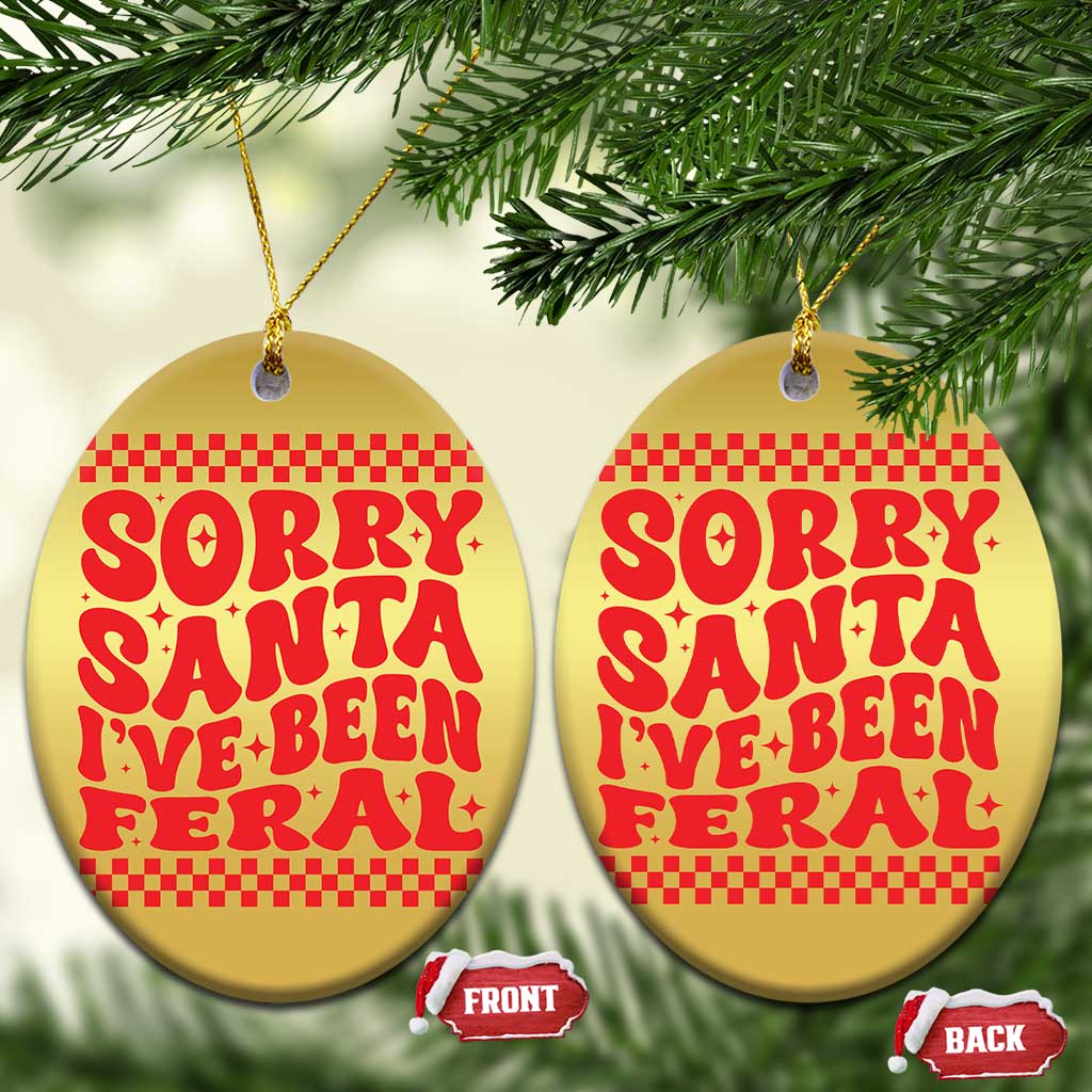 Baby Christmas Ornament Sorry Santa I've Been Feral Toddler Kids TS10