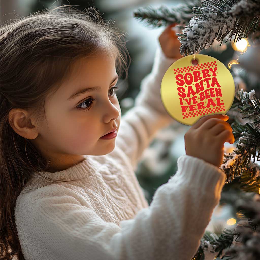Baby Christmas Ornament Sorry Santa I've Been Feral Toddler Kids TS10