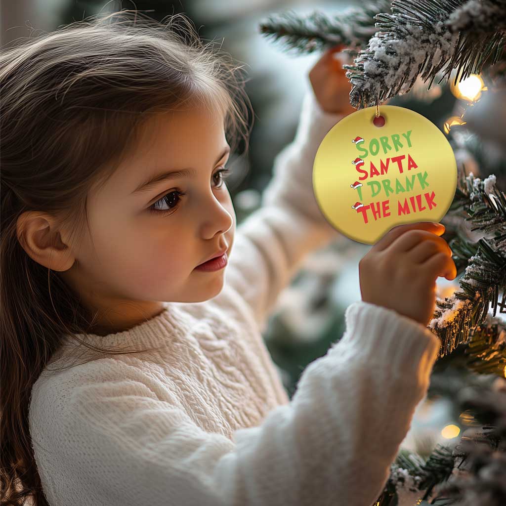 Baby Christmas Ornament Sorry Santa I Drank The Milk Santa Hat TS10