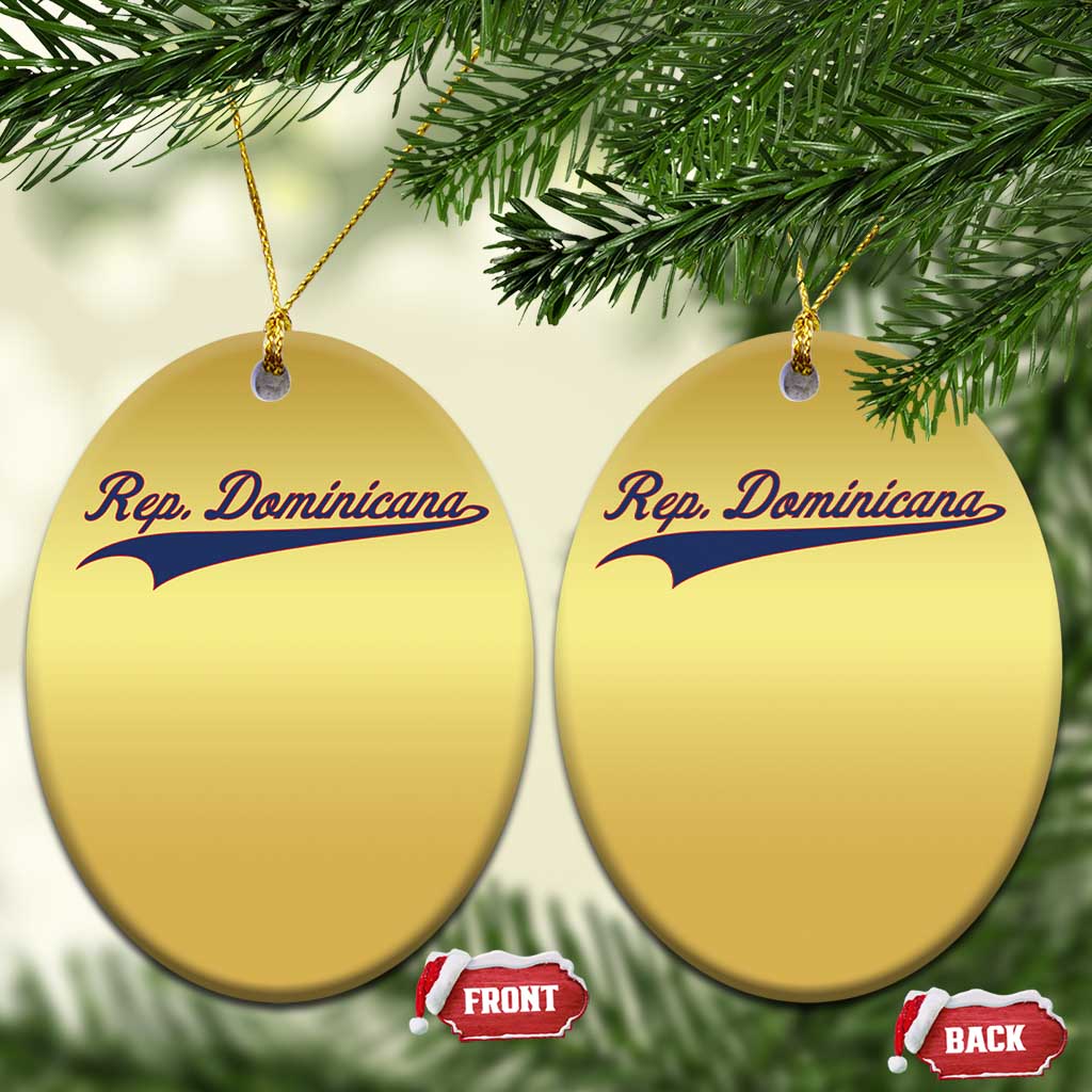 Dominican Republic Christmas Ornament Rep Dominicana Vintage Flag Baseball Script TS10