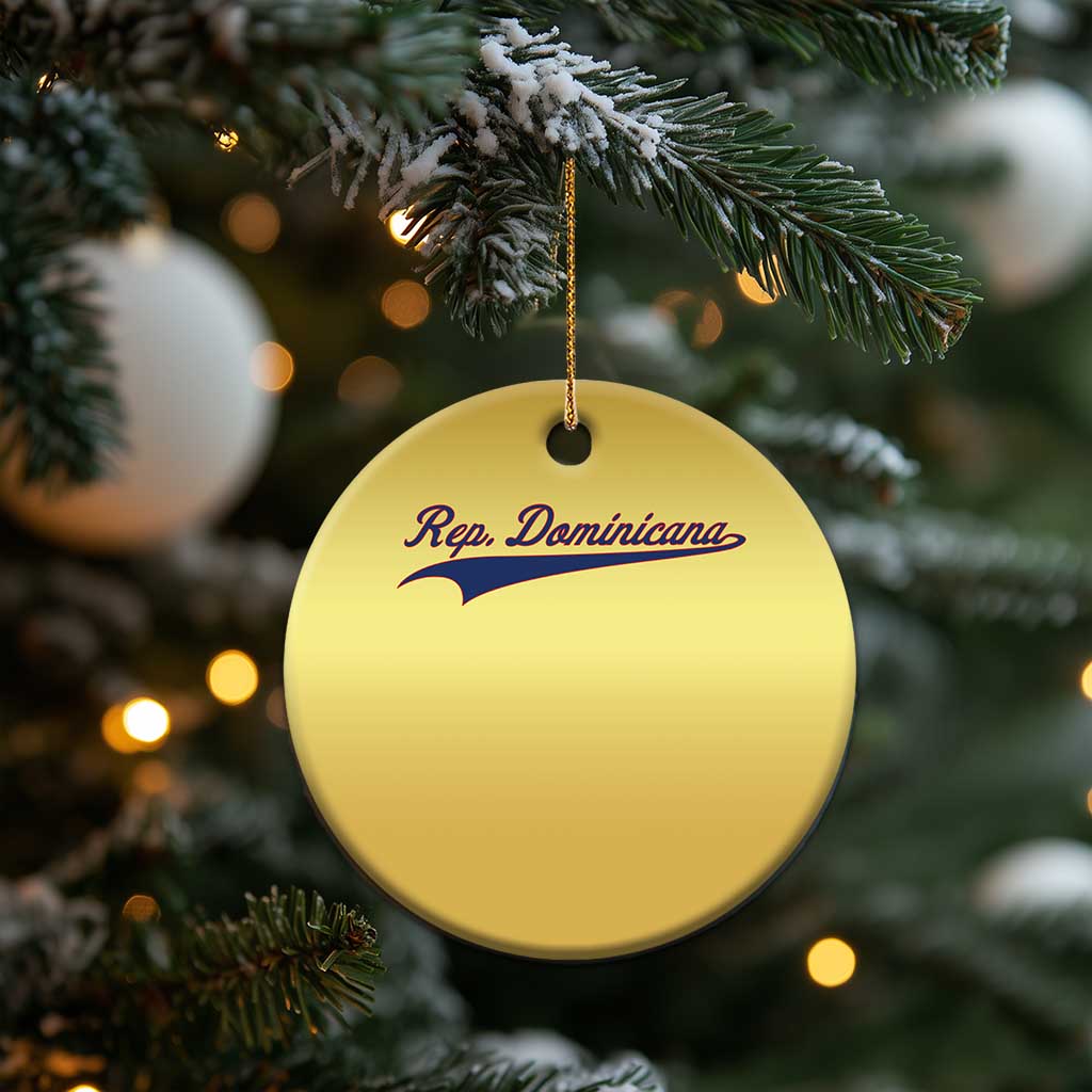 Dominican Republic Christmas Ornament Rep Dominicana Vintage Flag Baseball Script TS10