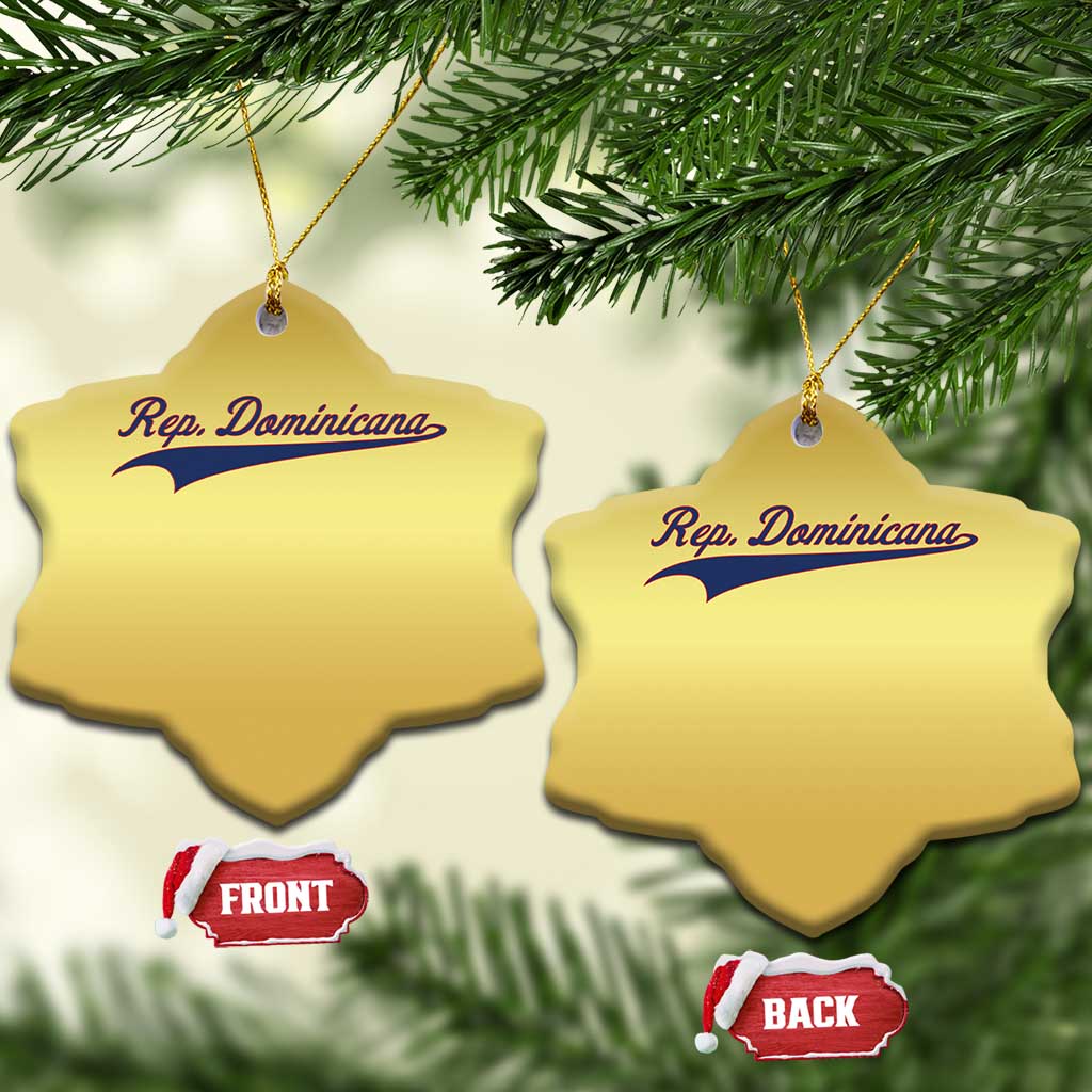 Dominican Republic Christmas Ornament Rep Dominicana Vintage Flag Baseball Script TS10
