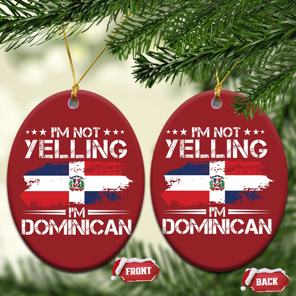 Funny I'm Not Yelling I Am Just Dominican Christmas Ornament Vintage DR Flag TS10