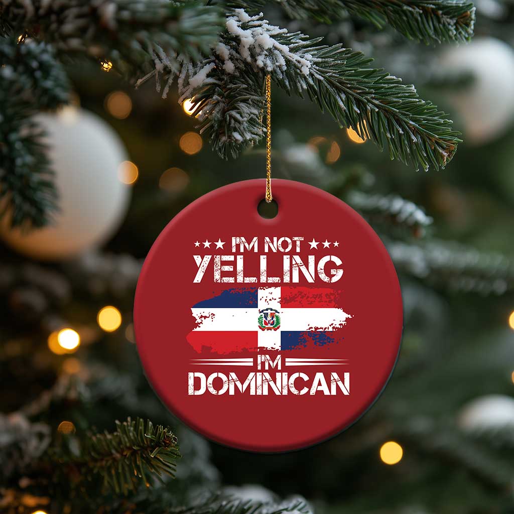 Funny I'm Not Yelling I Am Just Dominican Christmas Ornament Vintage DR Flag TS10