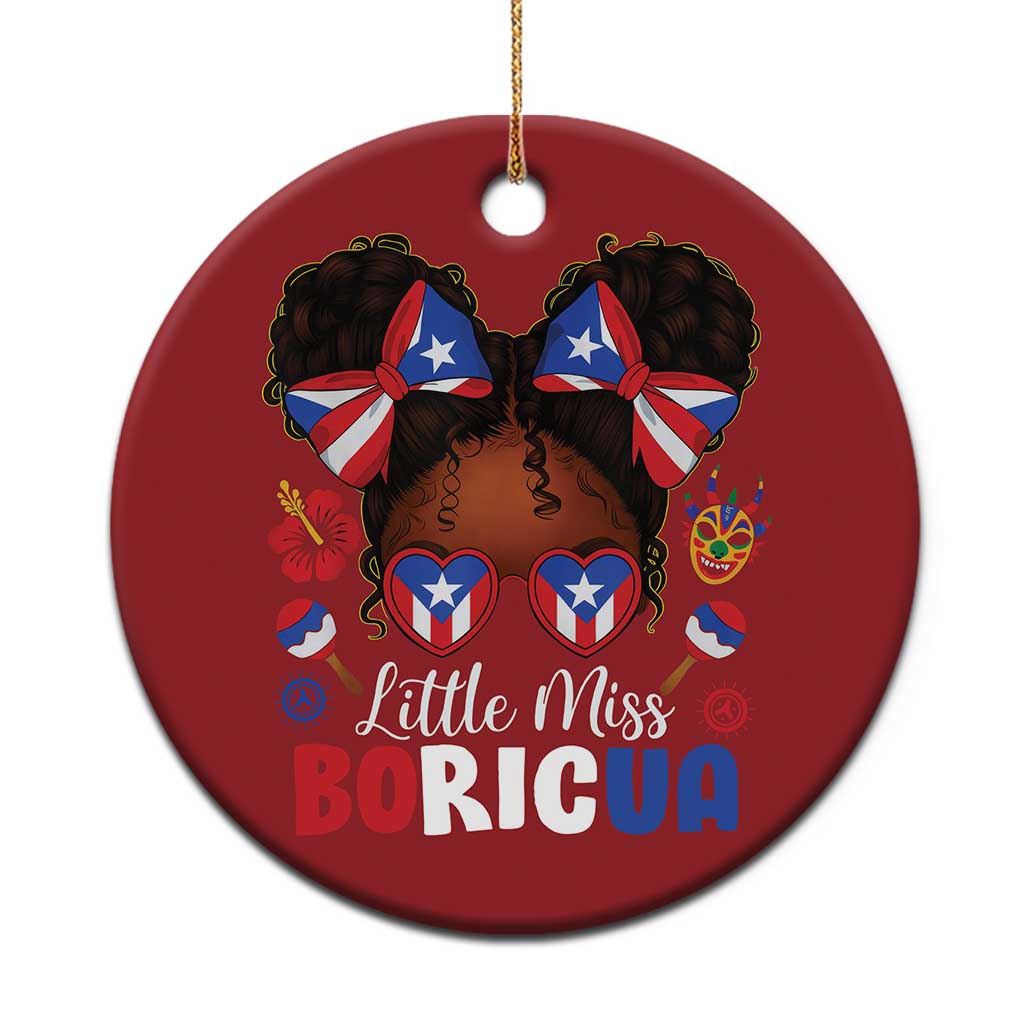 Little Miss Boricua Christmas Ornament Puerto Rican Afro Messy Bun Girls Kids TS10