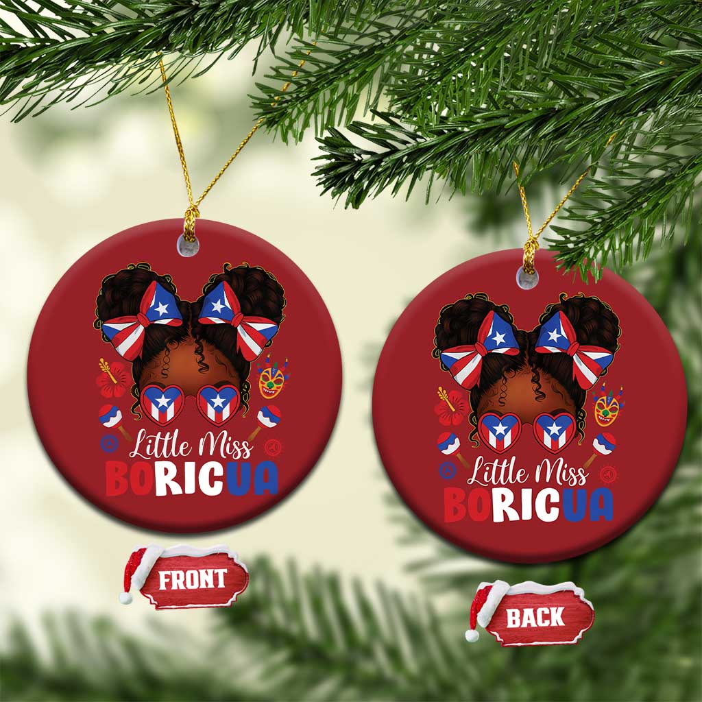 Little Miss Boricua Christmas Ornament Puerto Rican Afro Messy Bun Girls Kids TS10