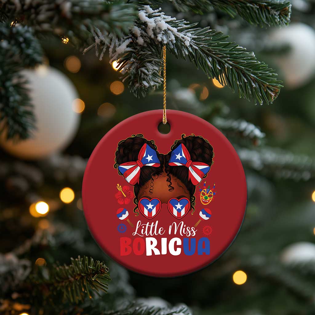Little Miss Boricua Christmas Ornament Puerto Rican Afro Messy Bun Girls Kids TS10