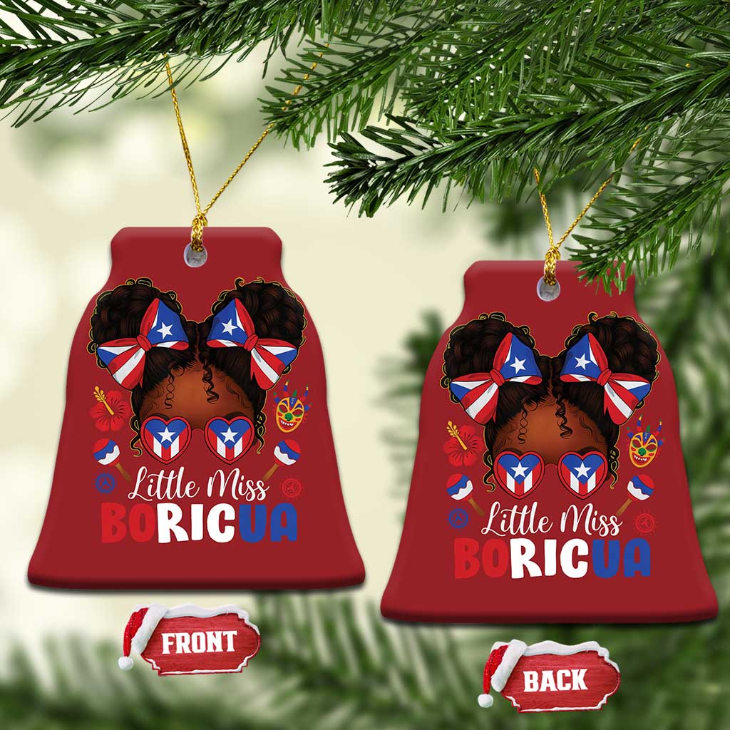 Little Miss Boricua Christmas Ornament Puerto Rican Afro Messy Bun Girls Kids TS10