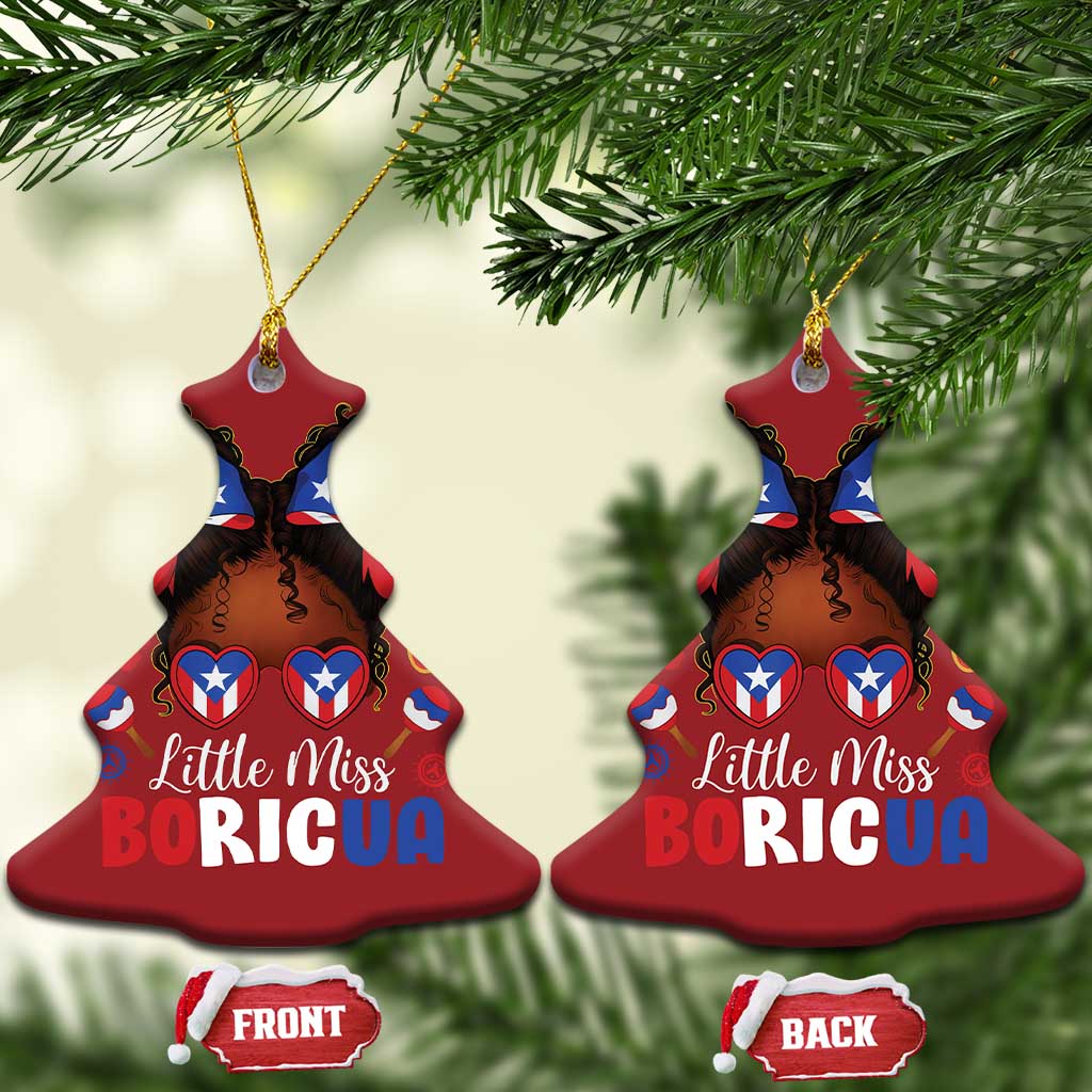 Little Miss Boricua Christmas Ornament Puerto Rican Afro Messy Bun Girls Kids TS10