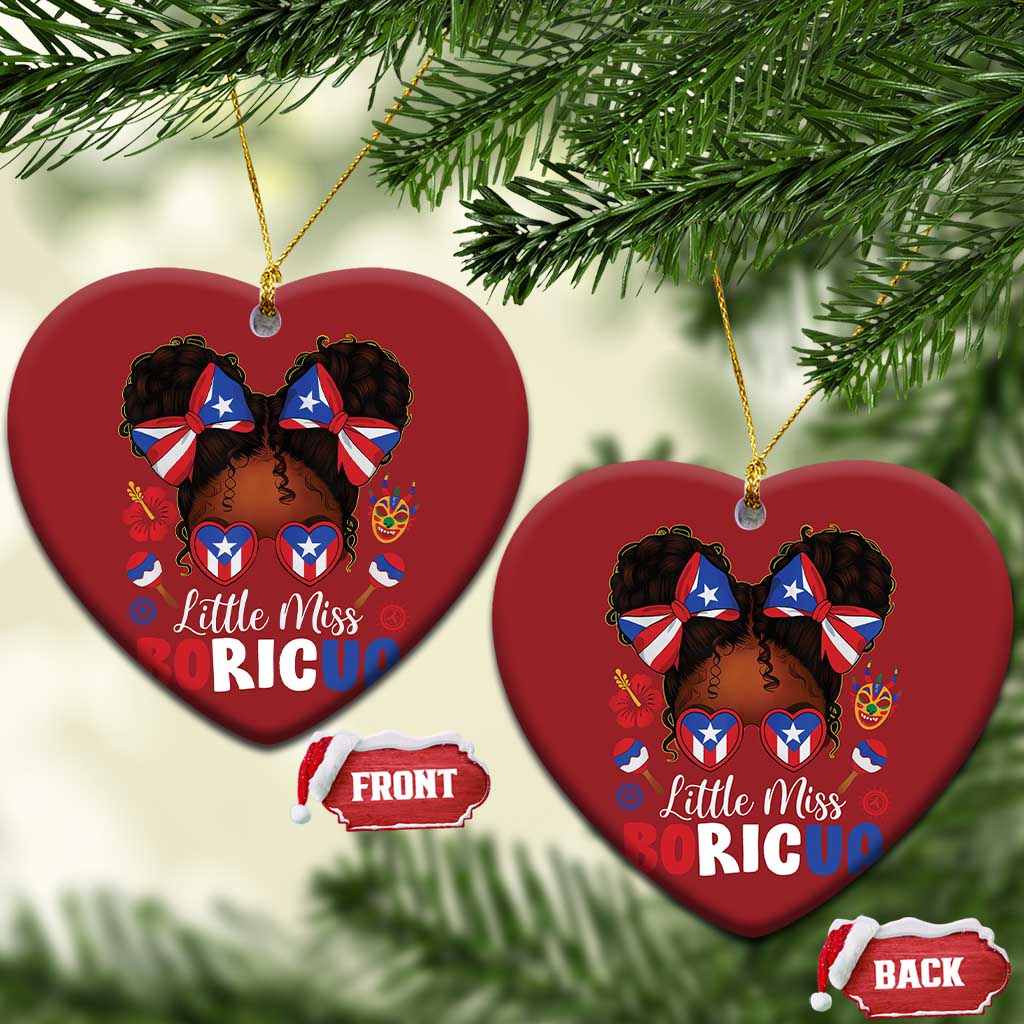 Little Miss Boricua Christmas Ornament Puerto Rican Afro Messy Bun Girls Kids TS10