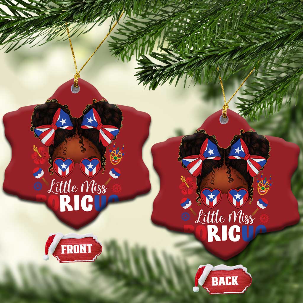 Little Miss Boricua Christmas Ornament Puerto Rican Afro Messy Bun Girls Kids TS10